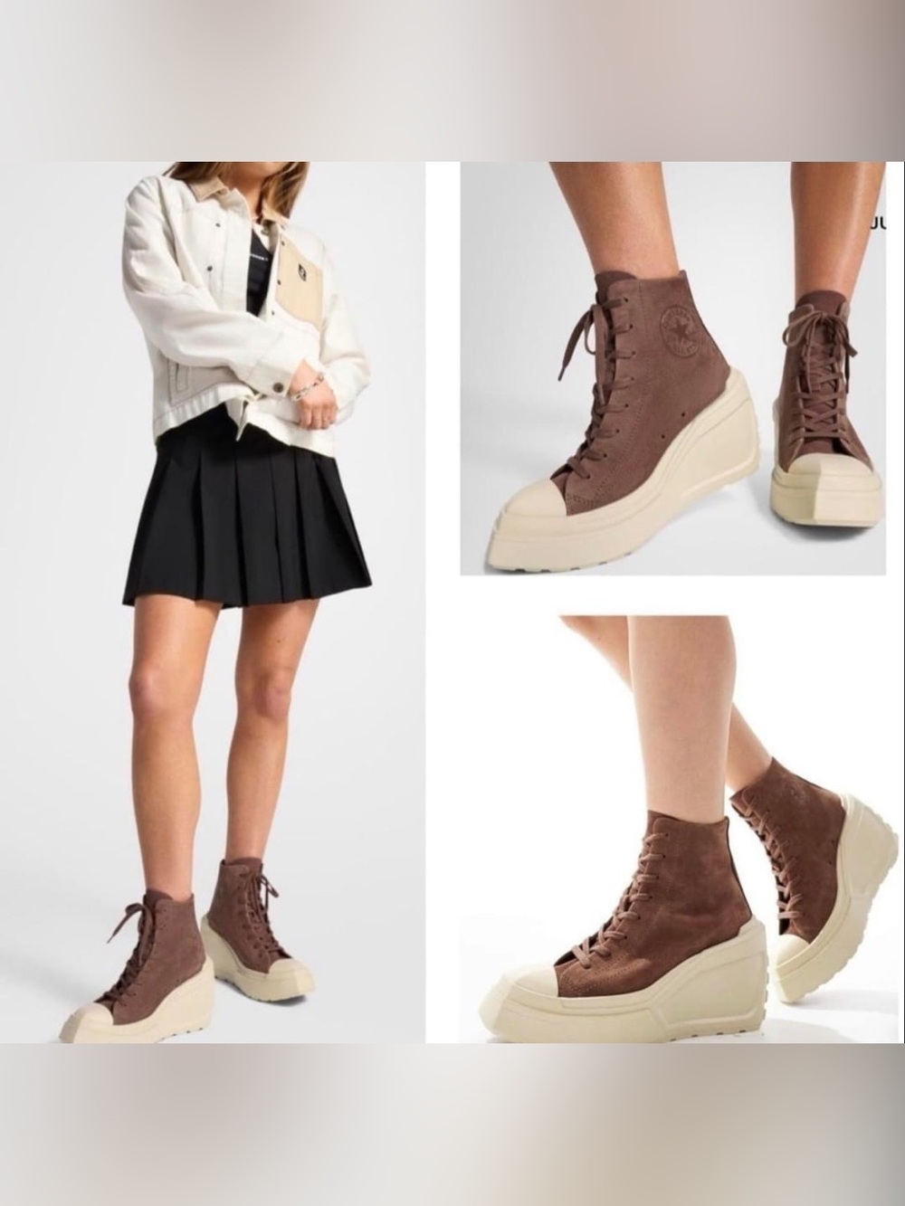 Converse Brown Suede High-Top Platform Sneakers with Cream Sole